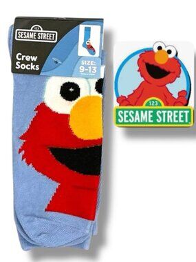 Sesame Street Elmo Crew Socks Novelty Blue Unisex Adult 9-13 Men’s One Size